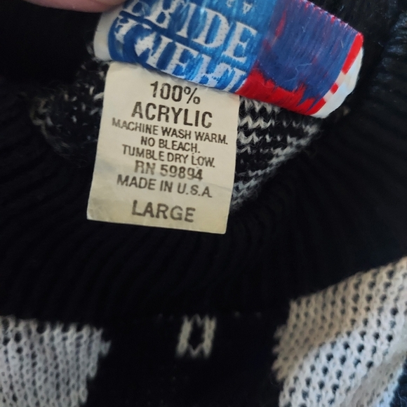 Vintage 90's American Pride Geometric Diamond Pattern Over-Size Crewneck USA - Picture 6 of 7